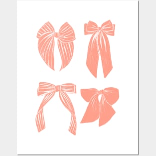 Soft peachy hair ribbon bows striped Posters and Art